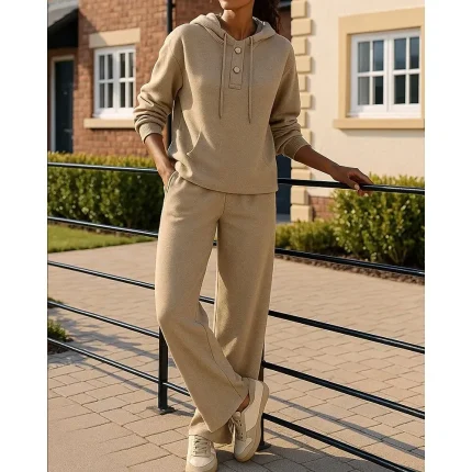 Women's Sweatsuit Leisure Suit Spring Drawstring Hooded Solid